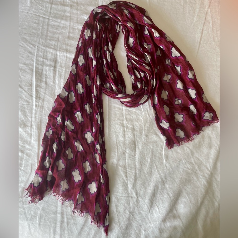Red Moroccan-Patterned Scarf